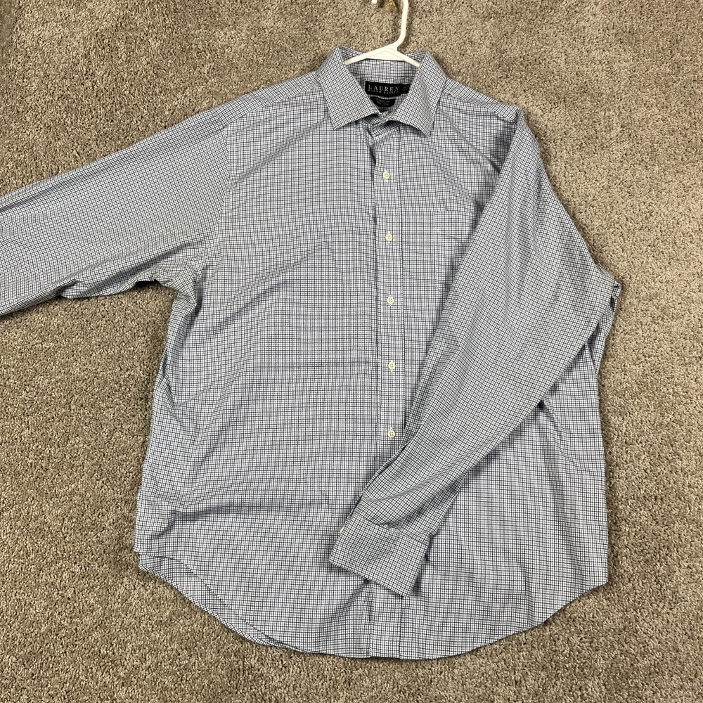Lauren Ralph Lauren Men's Button Up Dress Shirt 17.5 36/37 Non Iron Check Pocket
